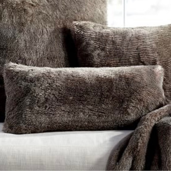 POTTERY BARN 12” x 24” Faux Fur Chinchilla Pillow Cover Only is NWT - Picture 1 of 8